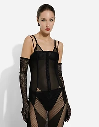 Strapless lace patchwork dress