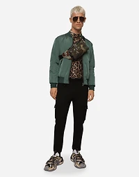 Leopard-print cotton shirt with multiple pockets