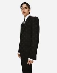 Single-breasted wool Sicilia-fit jacket with jacquard DG detailing