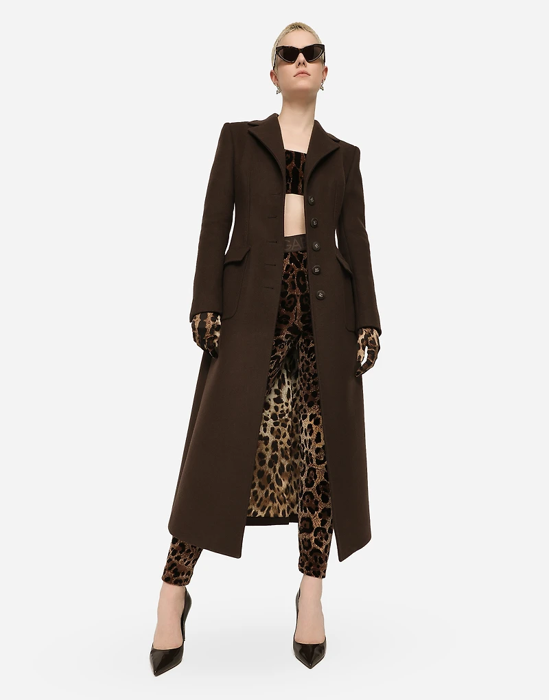 Chenille leggings with jacquard leopard design