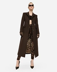Chenille leggings with jacquard leopard design