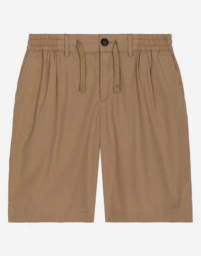 Stretch poplin shorts with logo tag