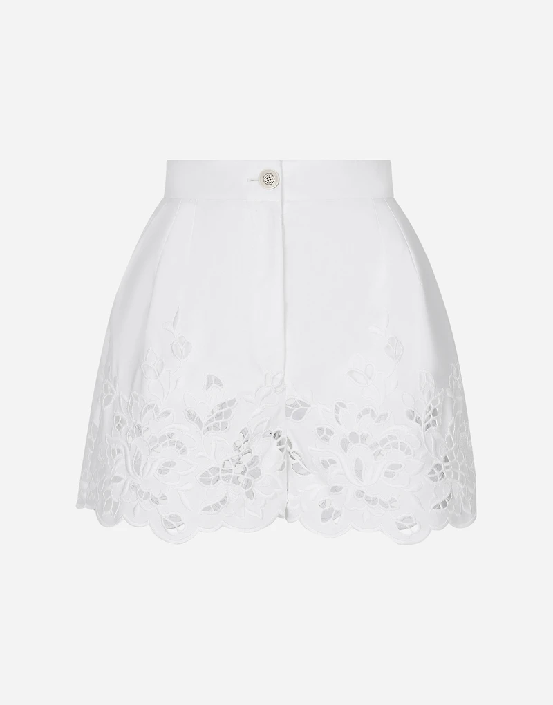 Cotton shorts with cut-out detailing