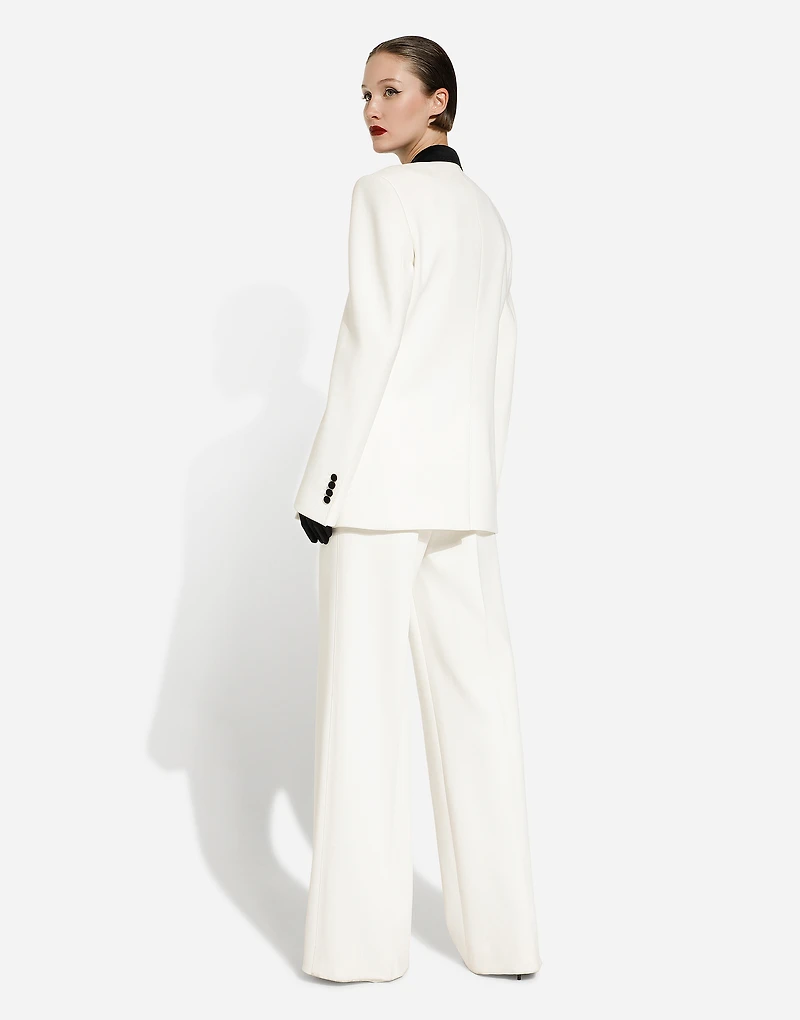 Double-breasted wool crepe jacket with tuxedo lapels