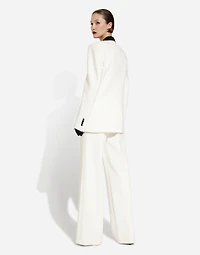 Double-breasted wool crepe jacket with tuxedo lapels