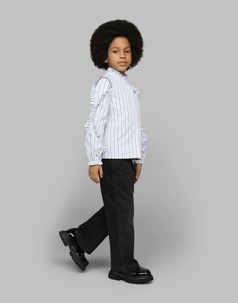 Striped poplin shirt with embroidered Dolce&Gabbana logo