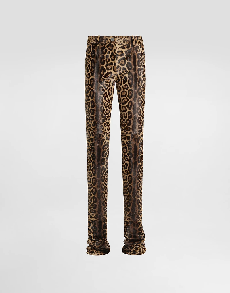Leopard-print calf trousers