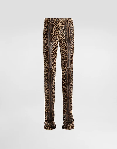 Leopard-print calf trousers