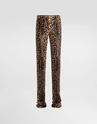 Leopard-print calf trousers