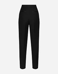 Tailored wool gabardine tuxedo pants