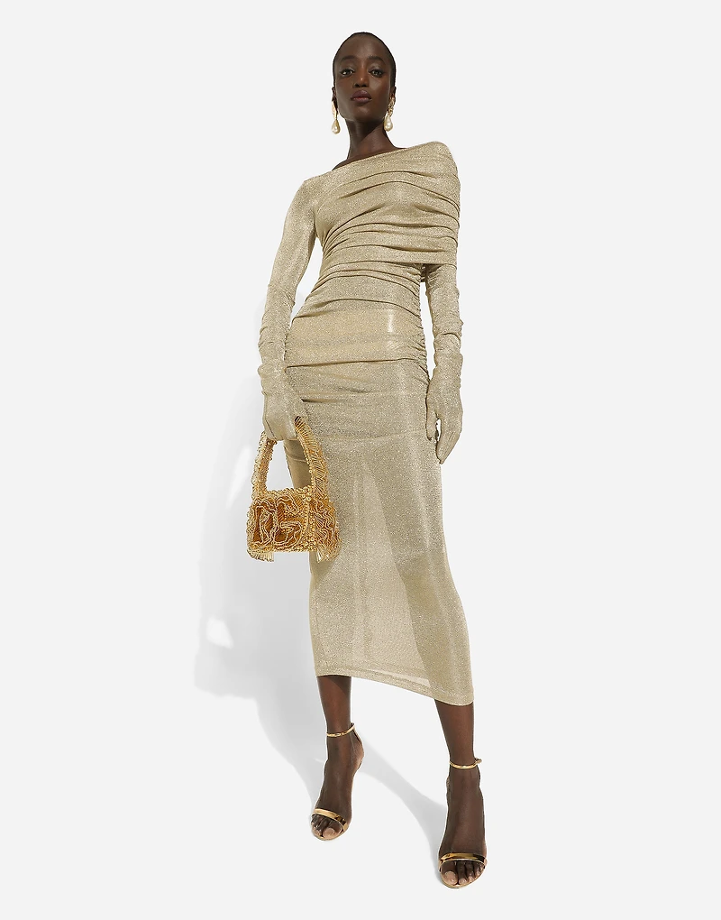 Lurex mesh calf-length dress