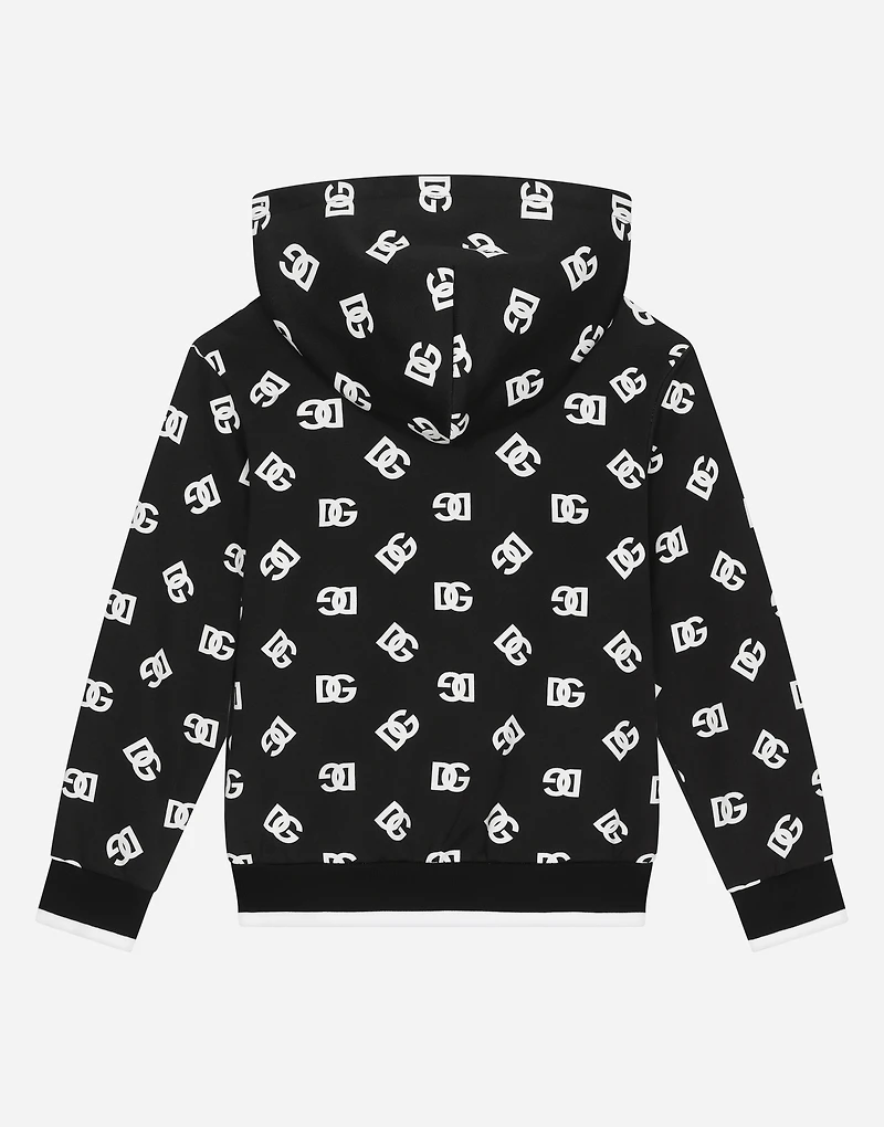 Zip-up jersey hoodie with DG logo print
