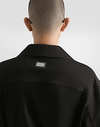 Black wash stretch denim jacket