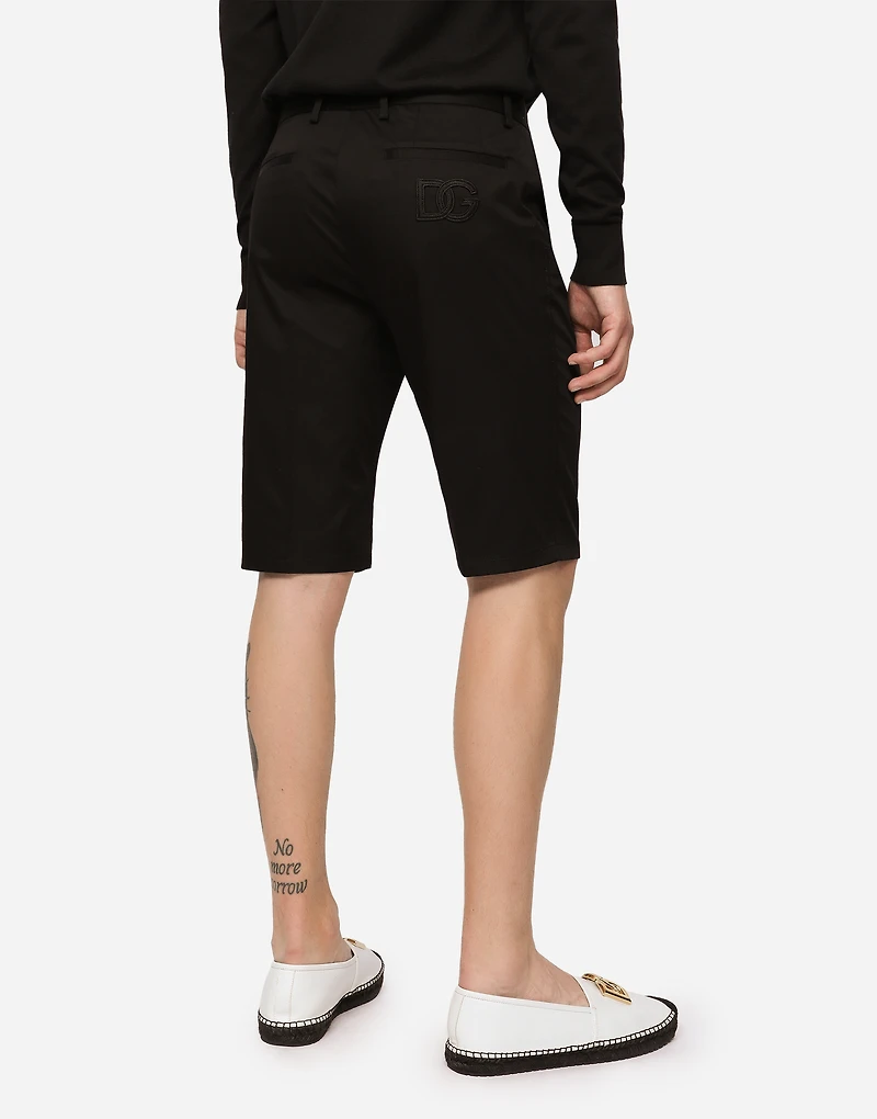 Stretch cotton shorts with DG embroidery