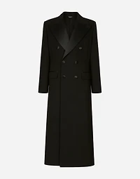 Double-breasted stretch wool crepe coat