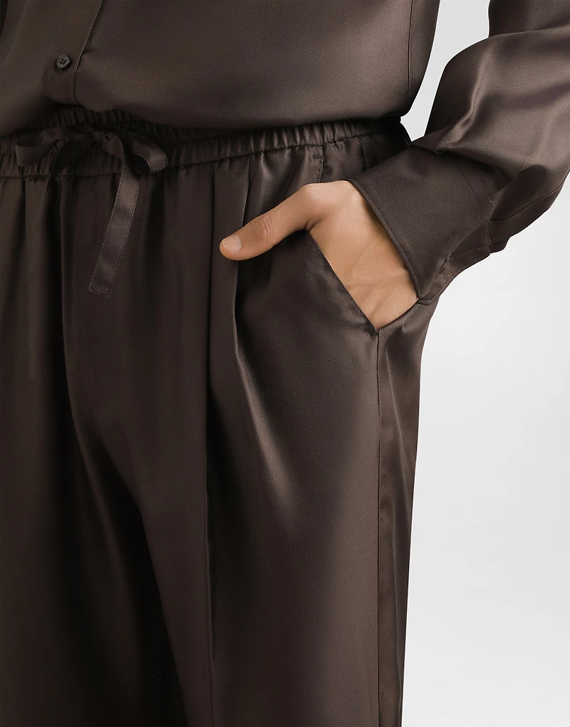 Silk twill jogging trousers