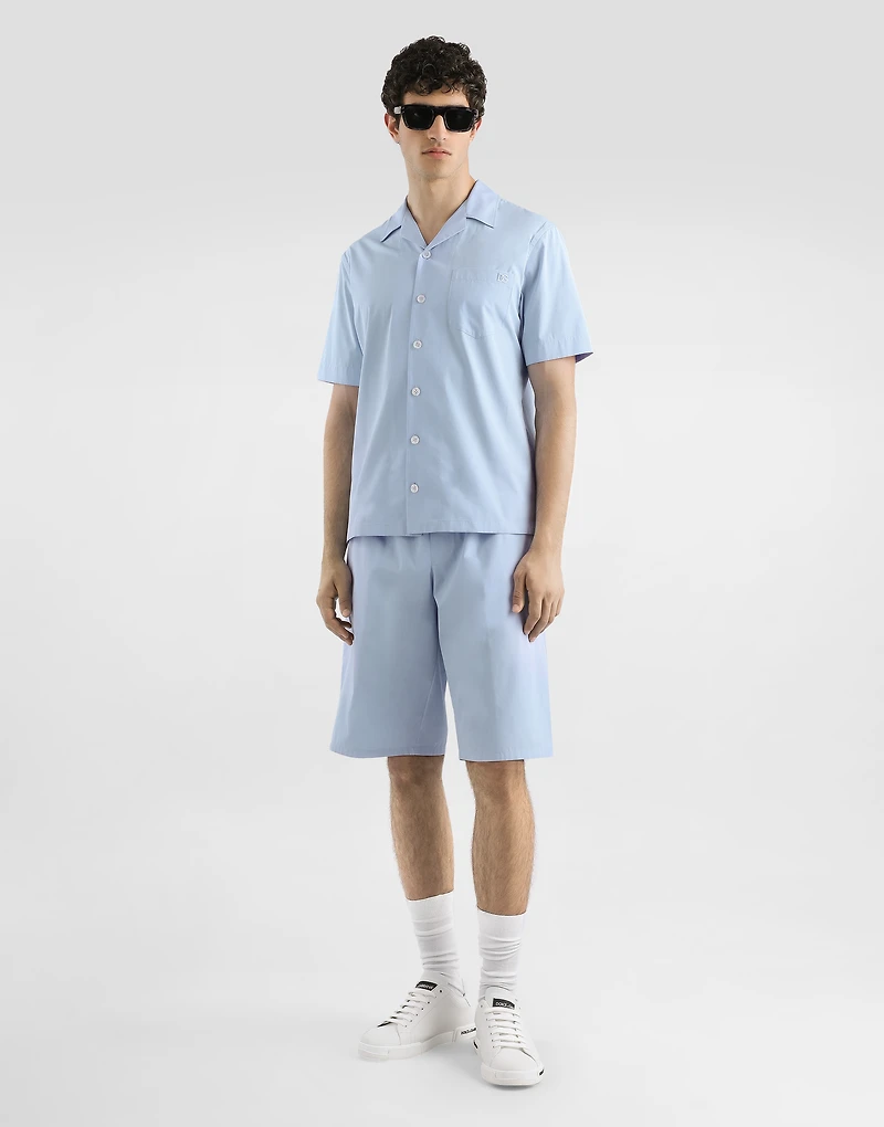 Cotton bermuda shorts with DG crossed embroidery