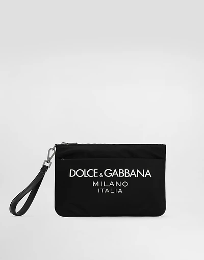Nylon pouch with rubberized logo