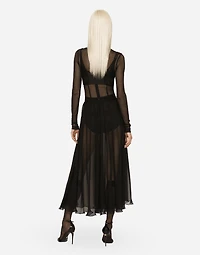 High-waisted chiffon circle skirt