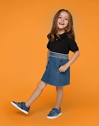 Stretch denim and jersey dress with DG logo