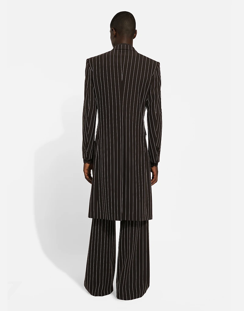 Single-breasted pinstripe wool coat
