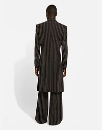Single-breasted pinstripe wool coat