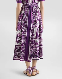 Majolica-print poplin shirt dress