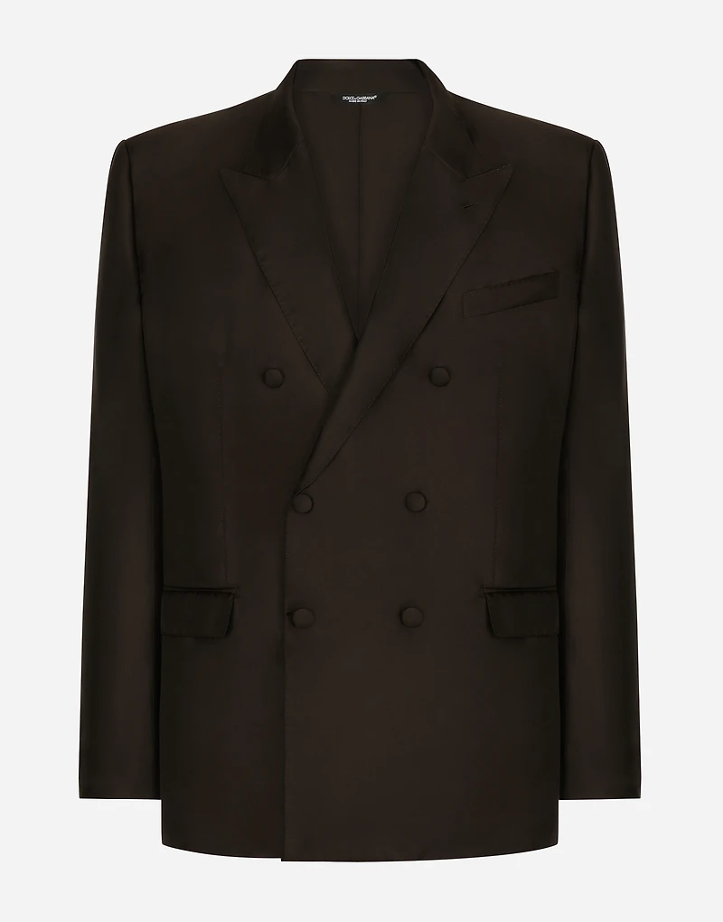 Double-breasted silk Taormina-fit jacket