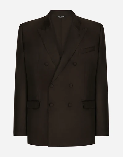 Double-breasted silk Taormina-fit jacket