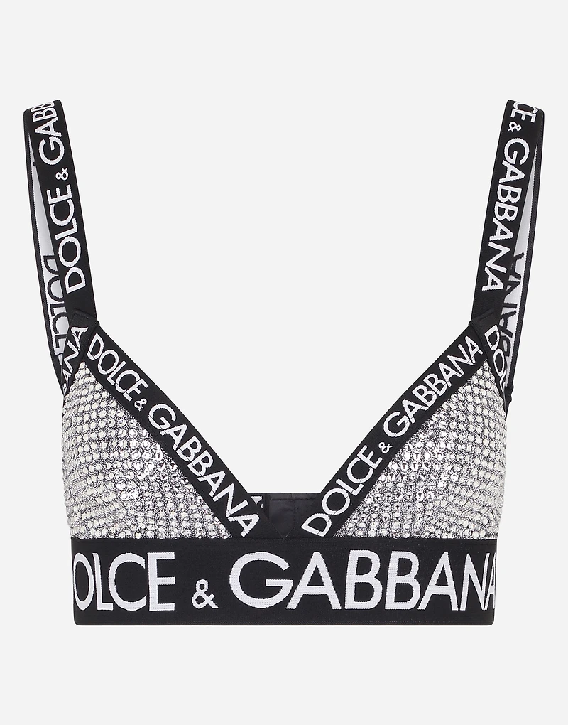 Crystal mesh triangle bra