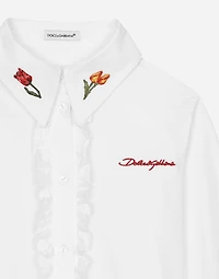 Poplin shirt with tulip detail and Dolce&Gabbana logo