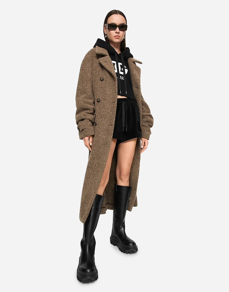 Cropped jersey hoodie with embroidered DG patch
