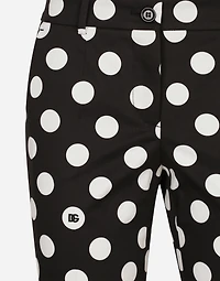 Cotton pants with polka-dot print