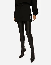 Jersey miniskirt with logo patch