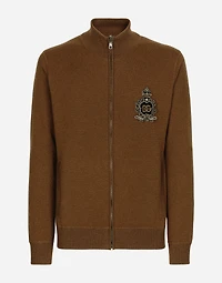 Wool and cashmere knit zip-up sweater with DG patch