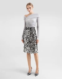 Draped top with asymmetric neckline