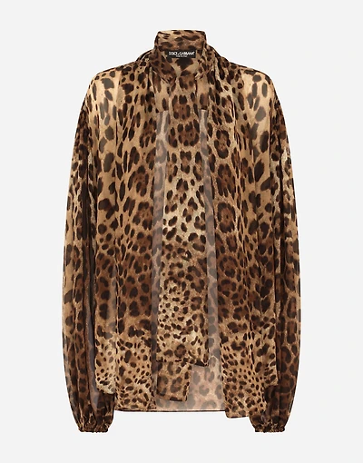 Leopard-print chiffon shirt