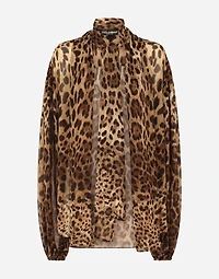 Leopard-print chiffon shirt