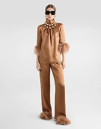 Double silk satin pajama pants