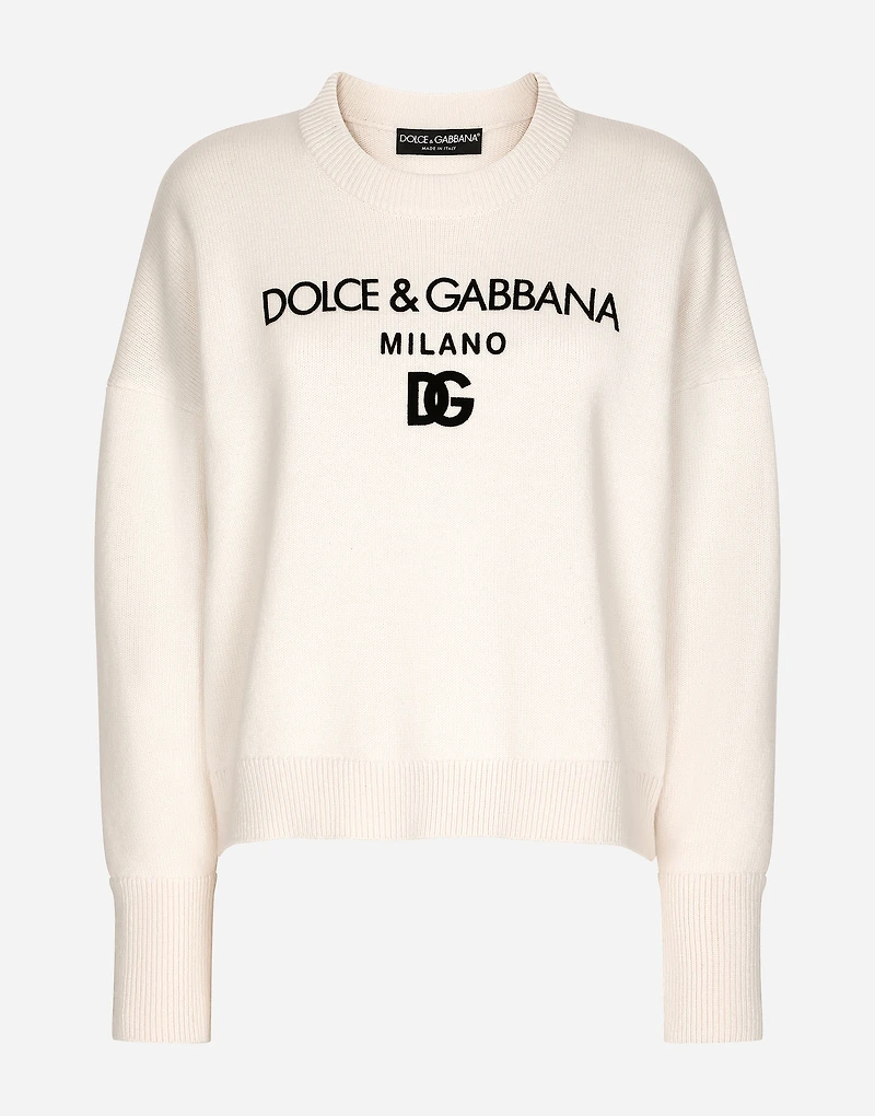 Cashmere sweater with flocked DG logo
