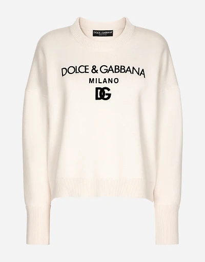 Cashmere sweater with flocked DG logo