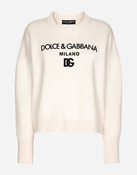 Cashmere sweater with flocked DG logo
