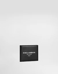 Calfskin bifold wallet with logo