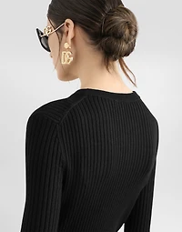 Long ribbed wool cardigan