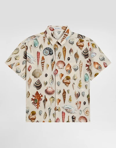 Shell-print poplin shirt