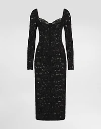 Calf-length floral lace dress with bra-style cups