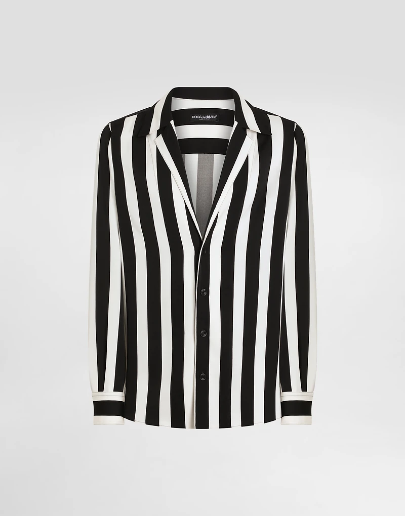Long-sleeved V-neck shirt silk charmeuse