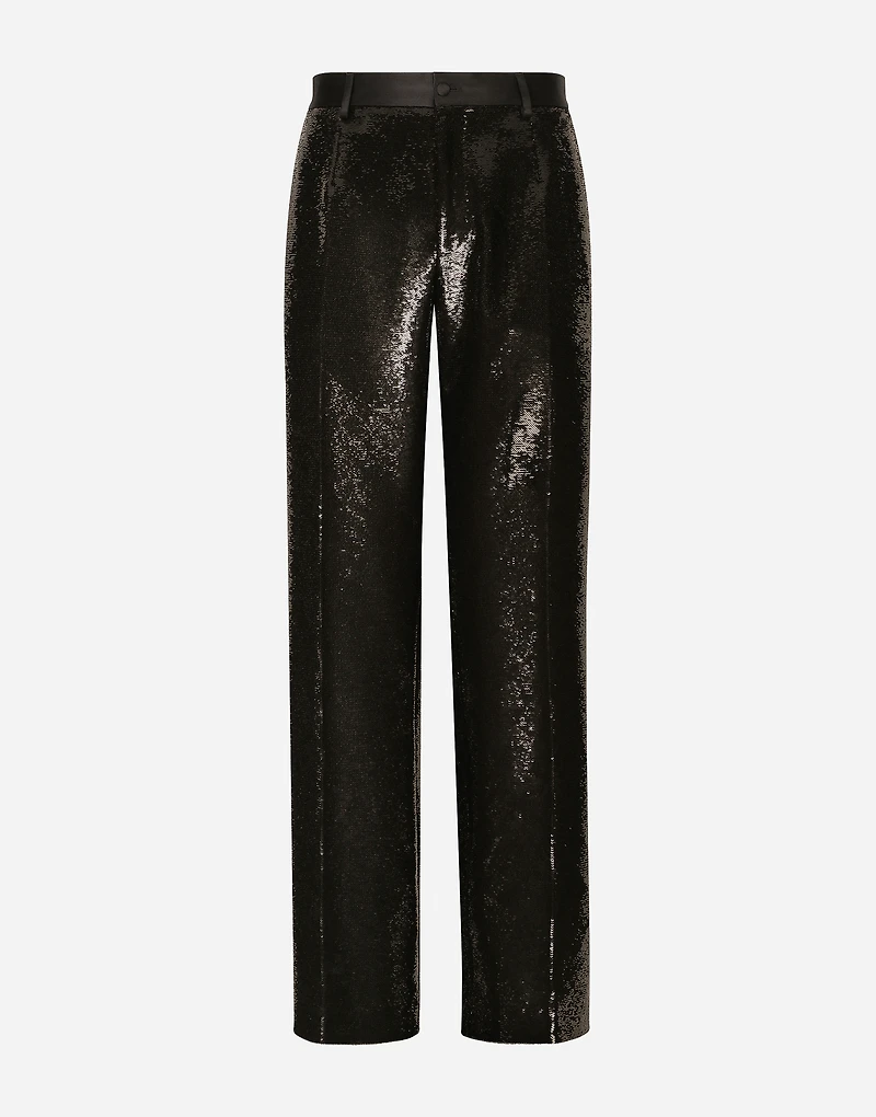 Sequined straight-leg pants