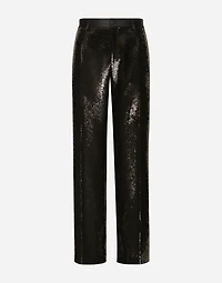 Sequined straight-leg pants