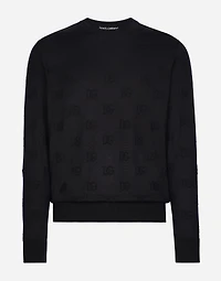 Silk round-neck sweater with all-over DG inlay